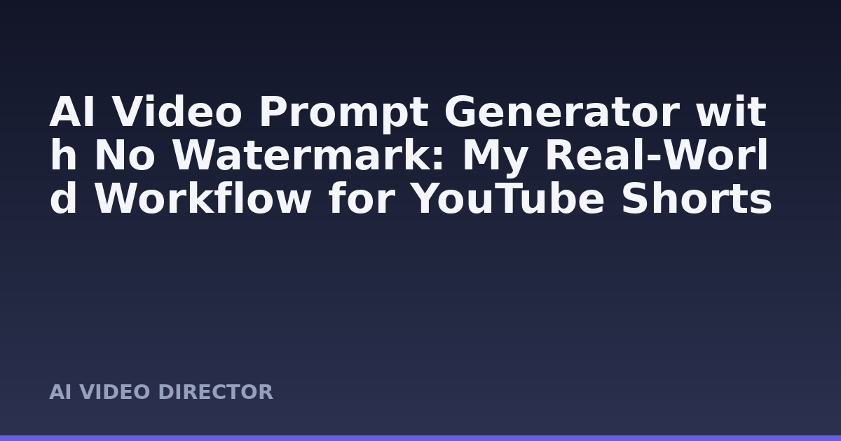 AI Video Prompt Generator with No Watermark: My Real‑World Workflow for YouTube Shorts