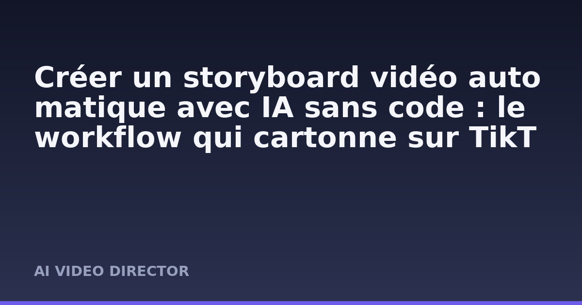 Créer un storyboard vidéo automatique avec IA sans code : le workflow qui cartonne sur TikTok France