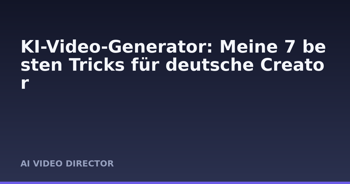 KI-Video-Generator: Meine 7 besten Tricks für deutsche Creator